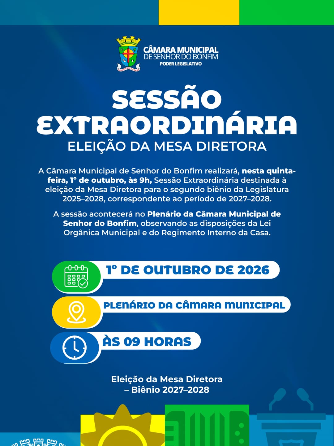 Sr do Bonfim: Câmara realiza sessão extraordinária