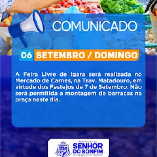 Feira Livre de Igara muda de local no dia 6 de setembro