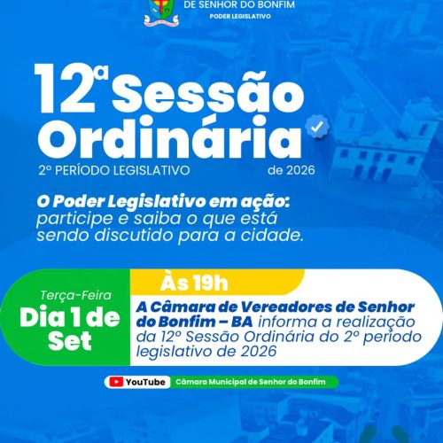 COMUNICADO OFICIALCâmara Municipal de Senhor do Bonfim – Bahia
