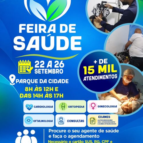 Prefeitura de Senhor do Bonfim realiza Feira de Saúde de 22 a 26 de setembro com oferta de mais de 15 mil atendimentos