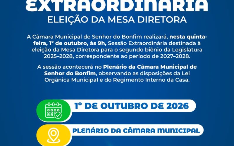 Sr do Bonfim: C&acirc;mara realiza sess&atilde;o extraordin&aacute;ria