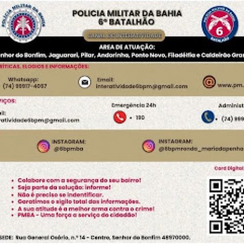 6° BPM divulga Canais de Contato e Áreas de Atuação para a População